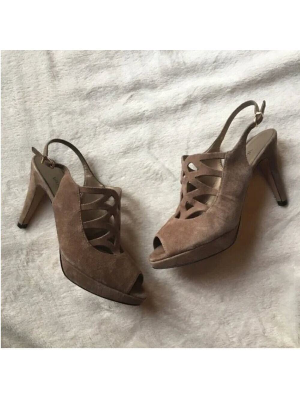 VANELi Tan Suede Lasercut Heeled Sandals